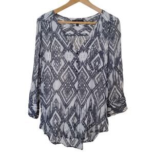 Fred David Women's 3/4 Sleeves Tribal Print Top Blouse M
